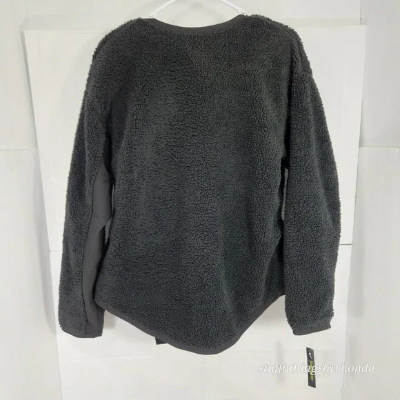 NWT Nike Women's Long Sleeve Sherpa Training Wrap Jacket Top 929839 081 Black - Picture 2 of 9